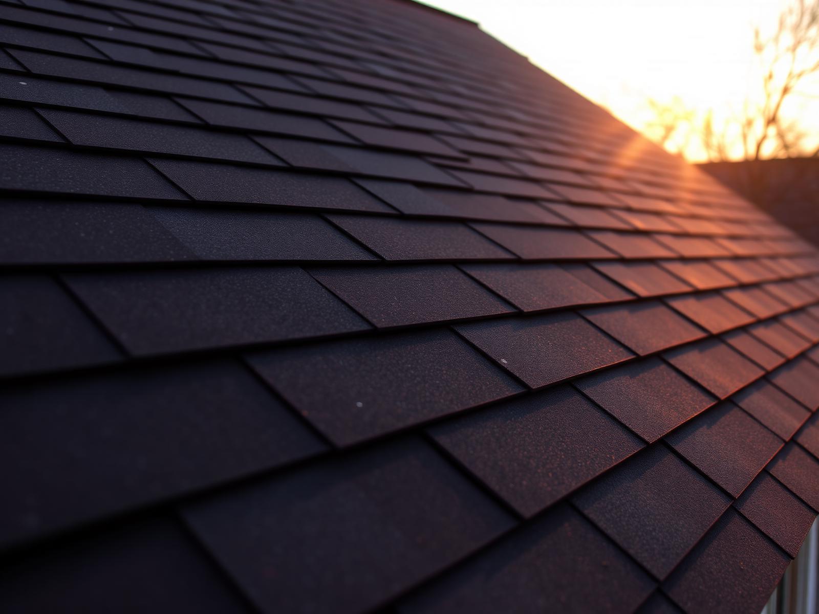 Premium architectural shingles at sunset